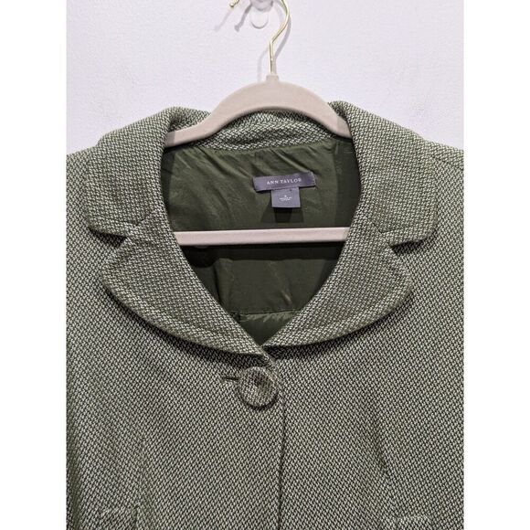 Ann Taylor Green Tweed 3/4 Sleeve Cropped Retro 60s Blazer Jacket, 4 - Picture 2 of 8